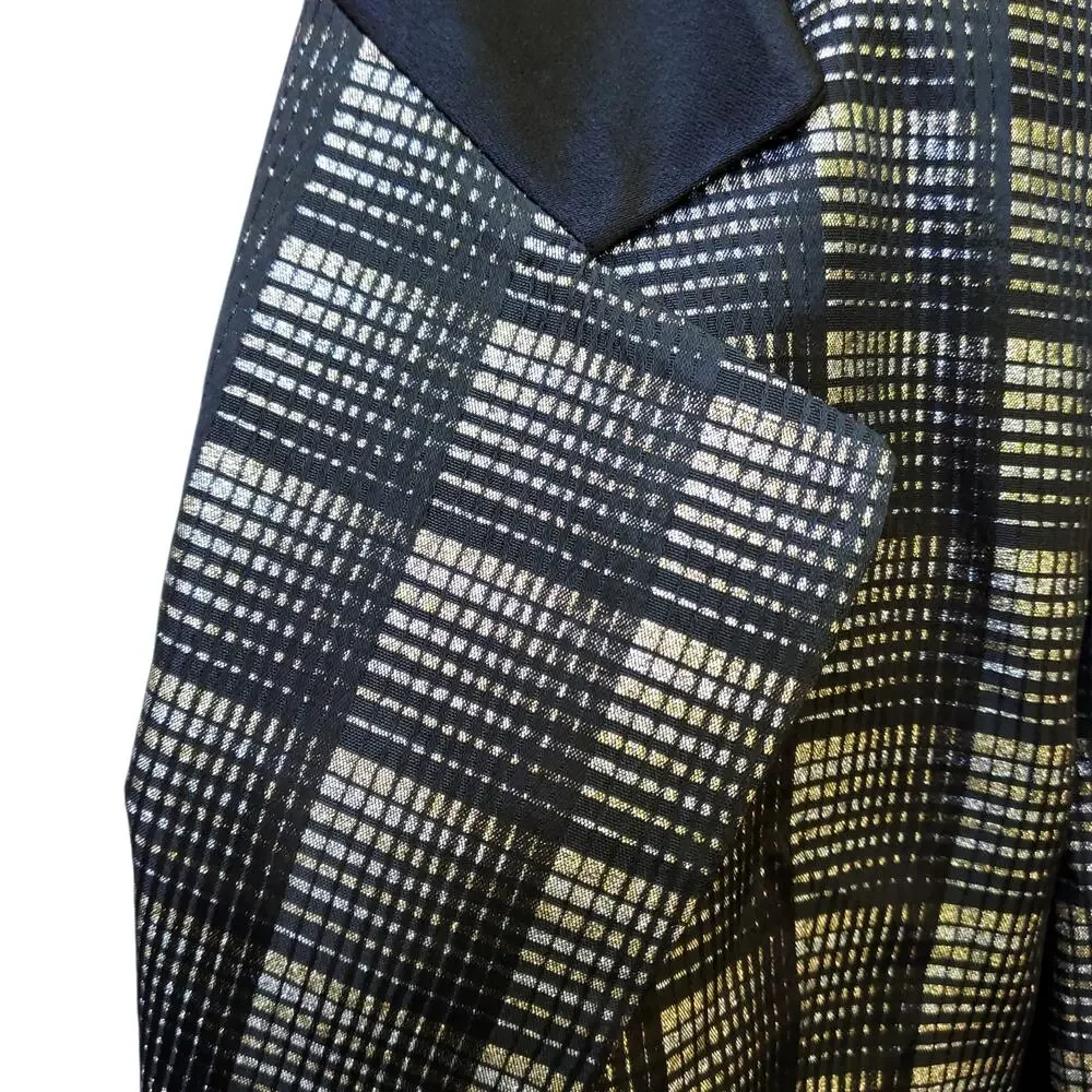 Christian Dior 80s 90s Blazer Jacket Power Money Cropped Disco Black Metallic 8